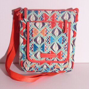 Vera Bradley "Go Fish Coral" Quilted Cross Body Purse Bag Adjustable Strap